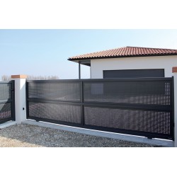 Portail Aluminium contemporain plein et semi-plein sur mesure