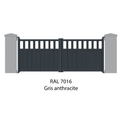 Portail aluminium battant Emeraude RAL 7016