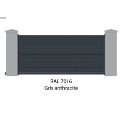 Portail aluminium coulissant Améthyste RAL 7016